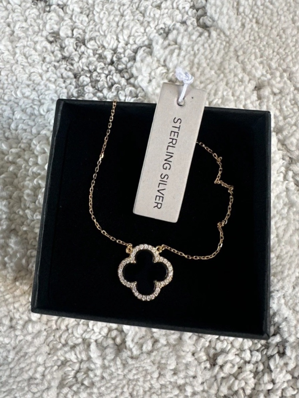 Black Clove Sterling Silver Necklace 16-18inches